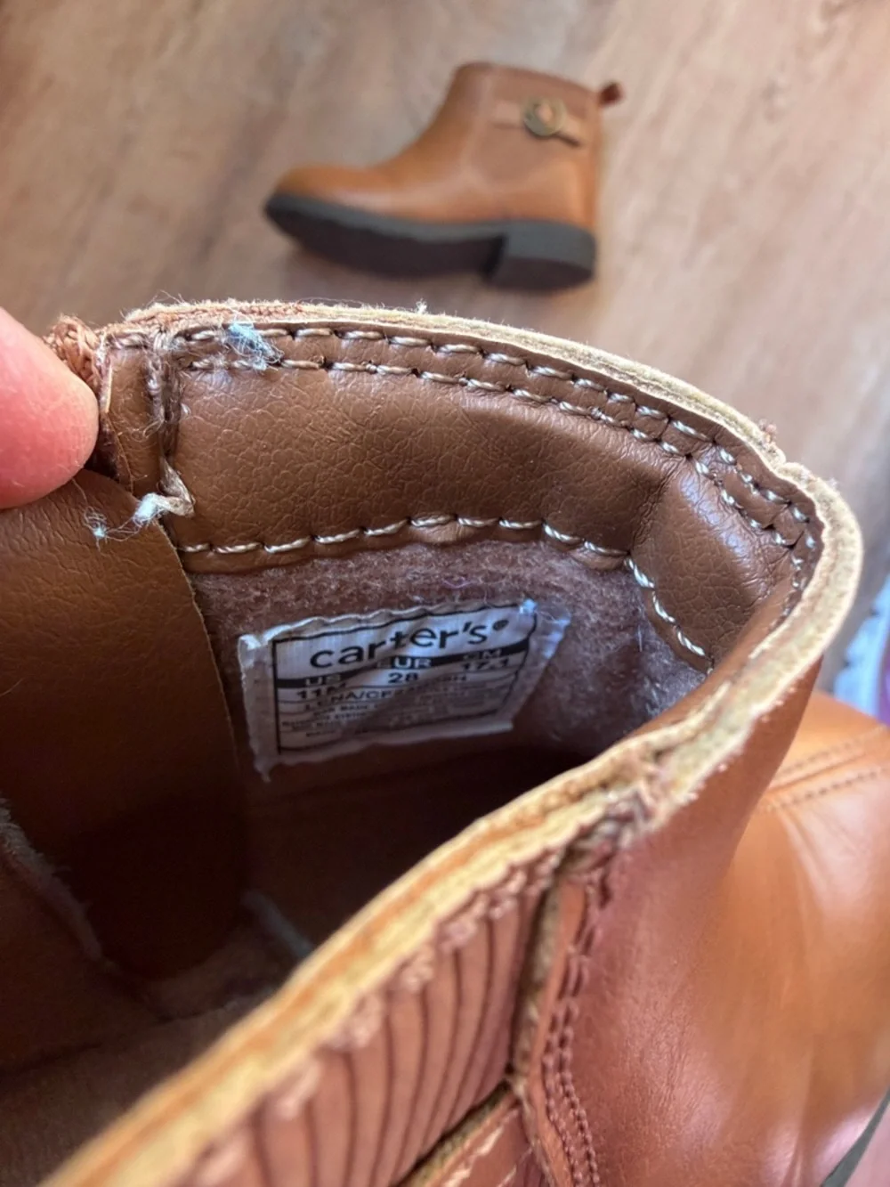 Carter's Tan Ankle Boots with Heart Buckle zip up sides size toddler 11